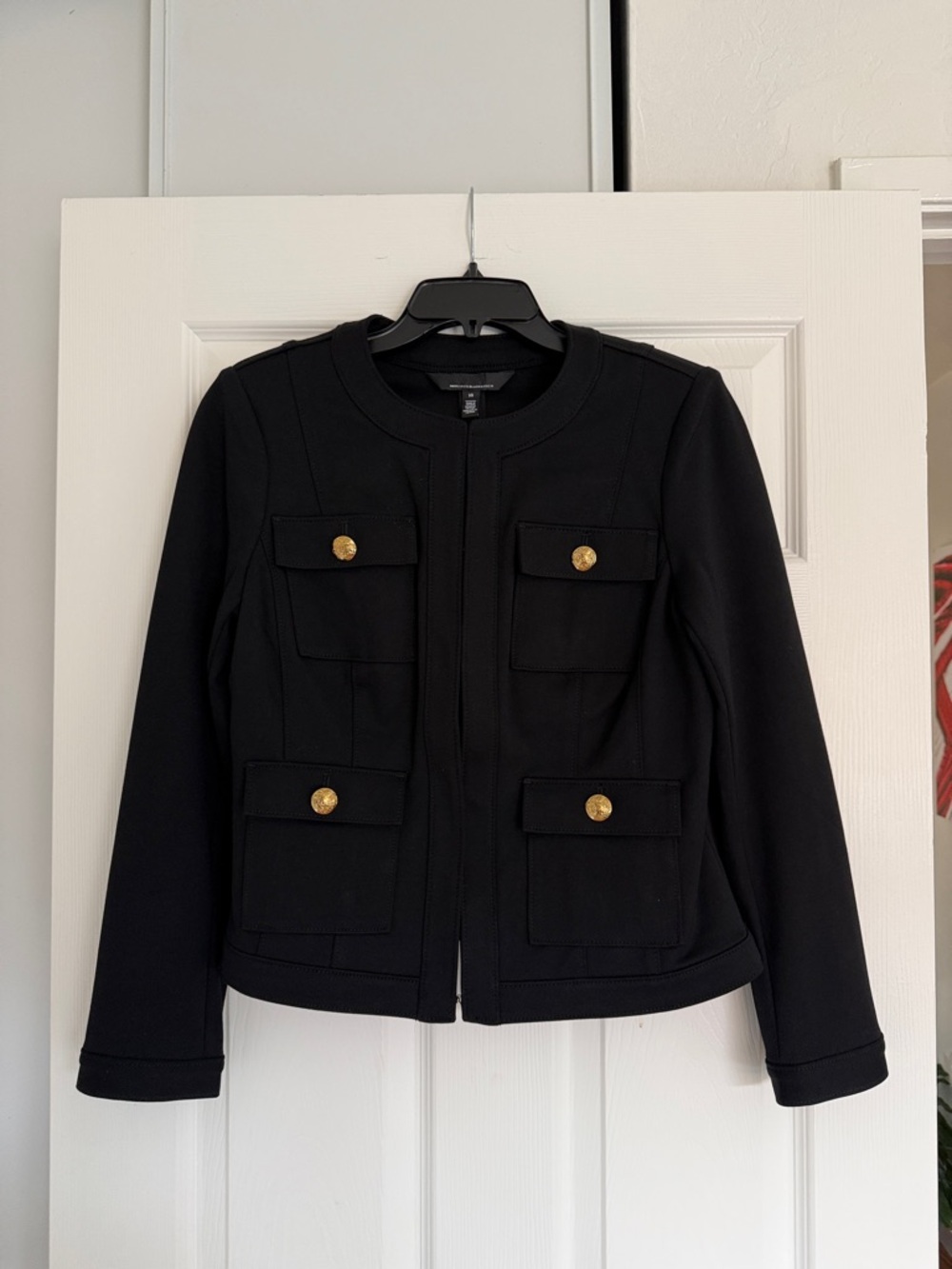 White House Black Market Black Military-Style Gold Button Jacket